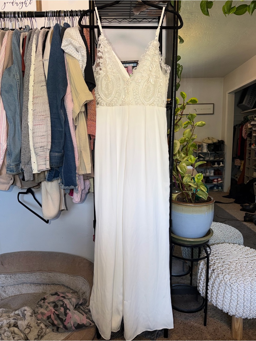 NWT “Lulu’s” White Back Lace Pantsuit